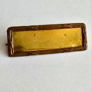 Vintage frame brooch photo name tag gold tone pin